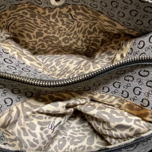 GUESS Slouchy Satchel Black Grey Signature Women's Oversized Shoulder Bag (Read) - Picture 11 of 15